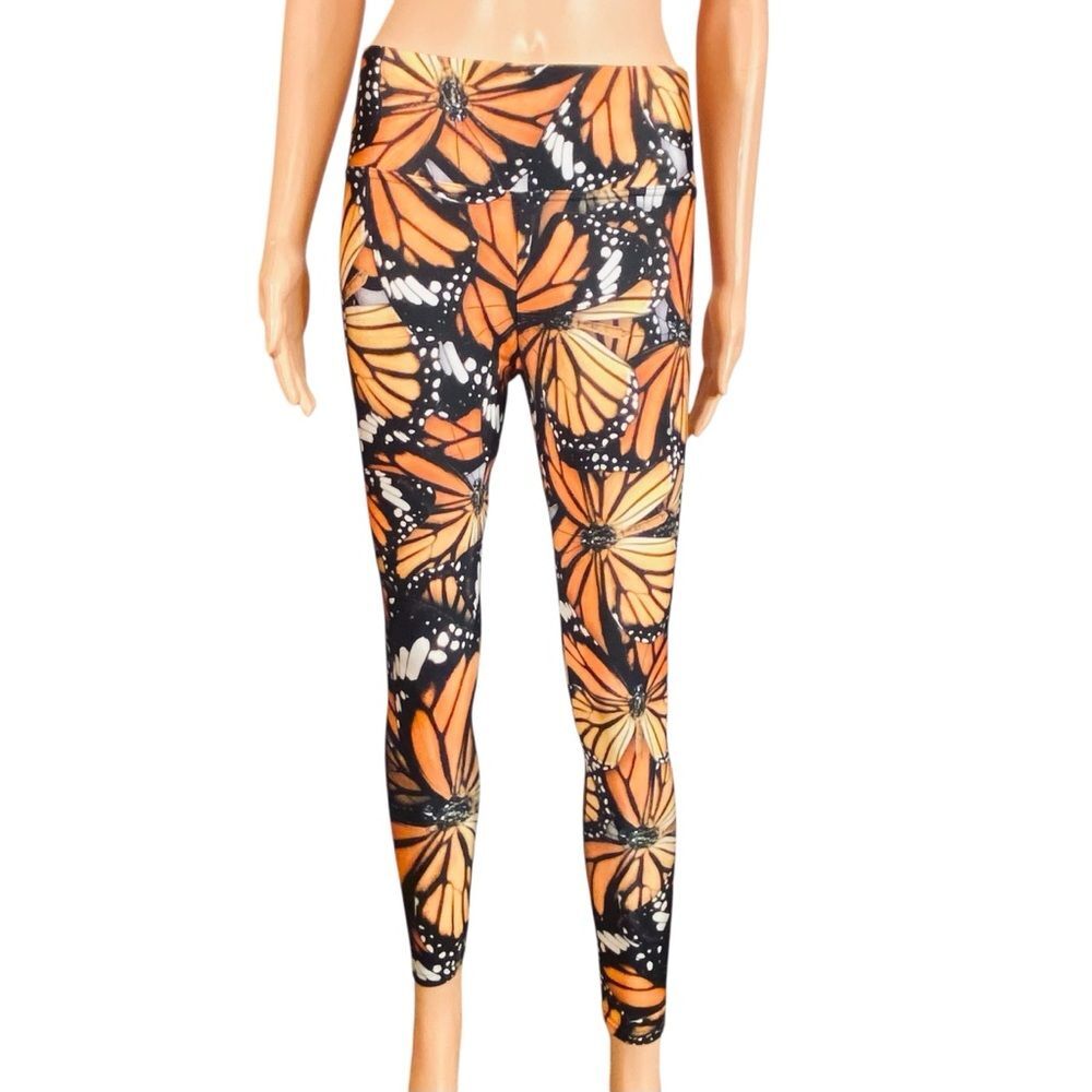 Monarch Butterfly Yoga Leggings High Waist Ankle Length Gym Workout Wear SZ SM